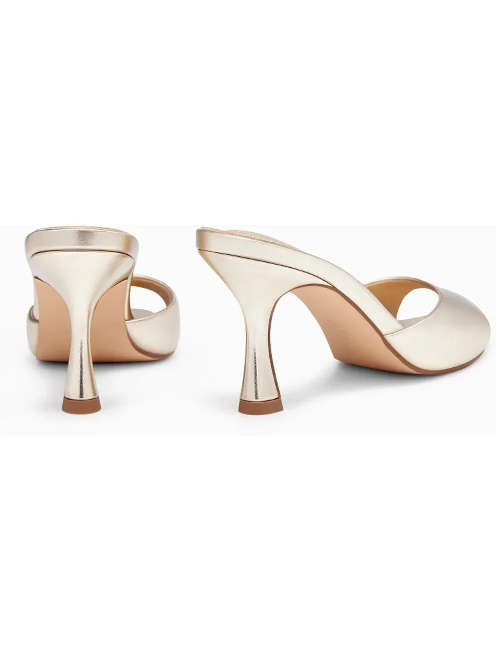 Women's Gold Pointed Toe High Heels Slip On Backless Imported Sandals